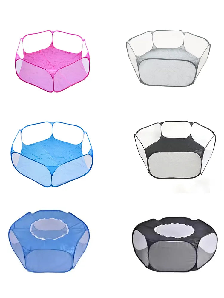Portable Small Pet Cage Transparent Hedgehog Cage Tent Pet Playpen Open Folding Yard Fence For Dog Hamster Rabbit Guinea Pig