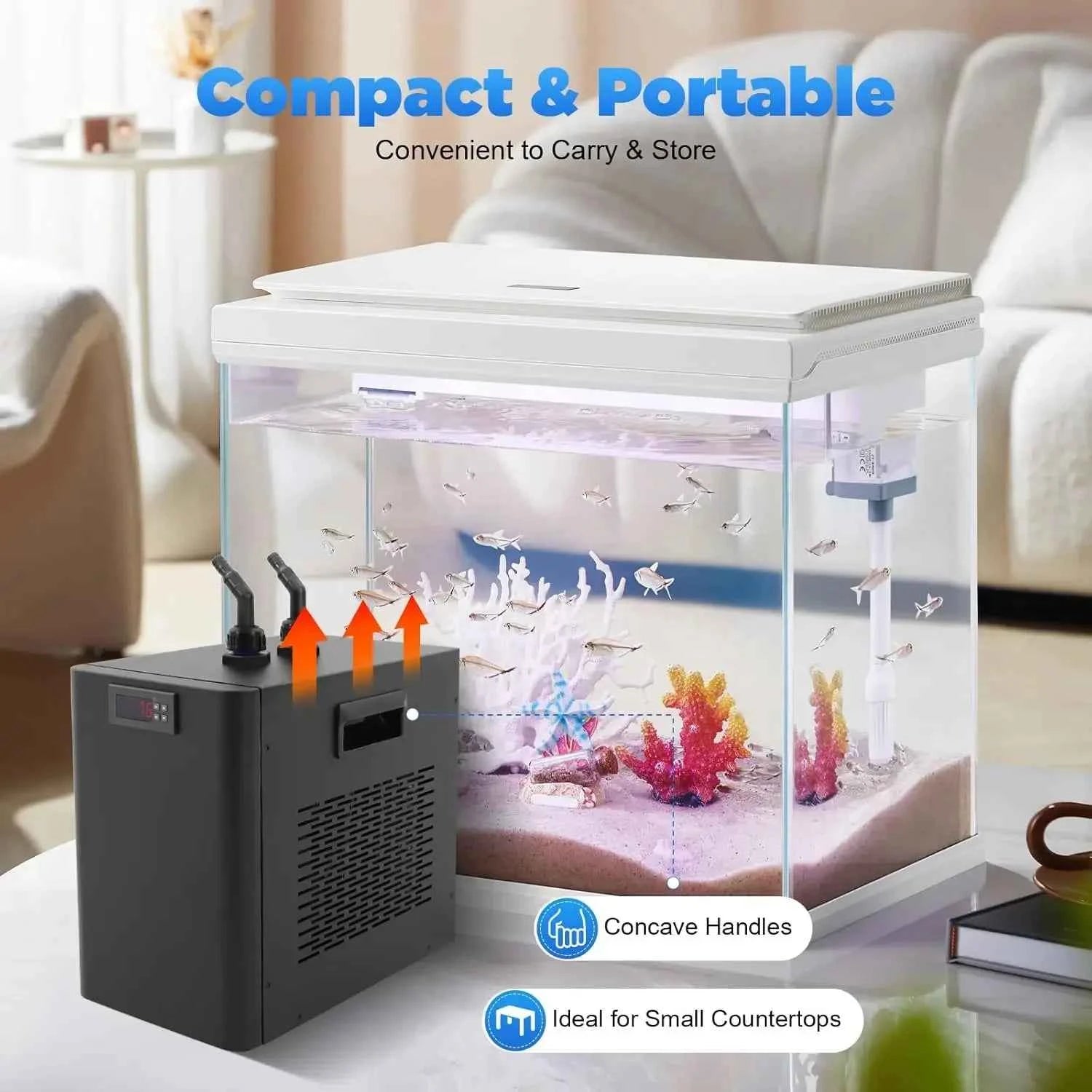 Aquarium Chiller 42 Gal, 1/10HP Water Chiller Machine, Fish Tank Cooler with Temperature Control 32-122℉, for Axolotl Seawater F