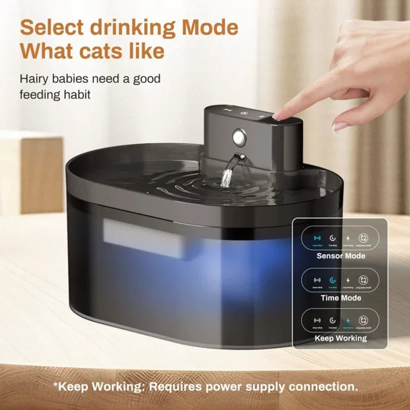 2.2L Wireless Automatic Cat Water Fountain Infrared Sensor Smart Pet Drinkier Fountain 2600mAh Pet Water Dispenser For Dog Cat