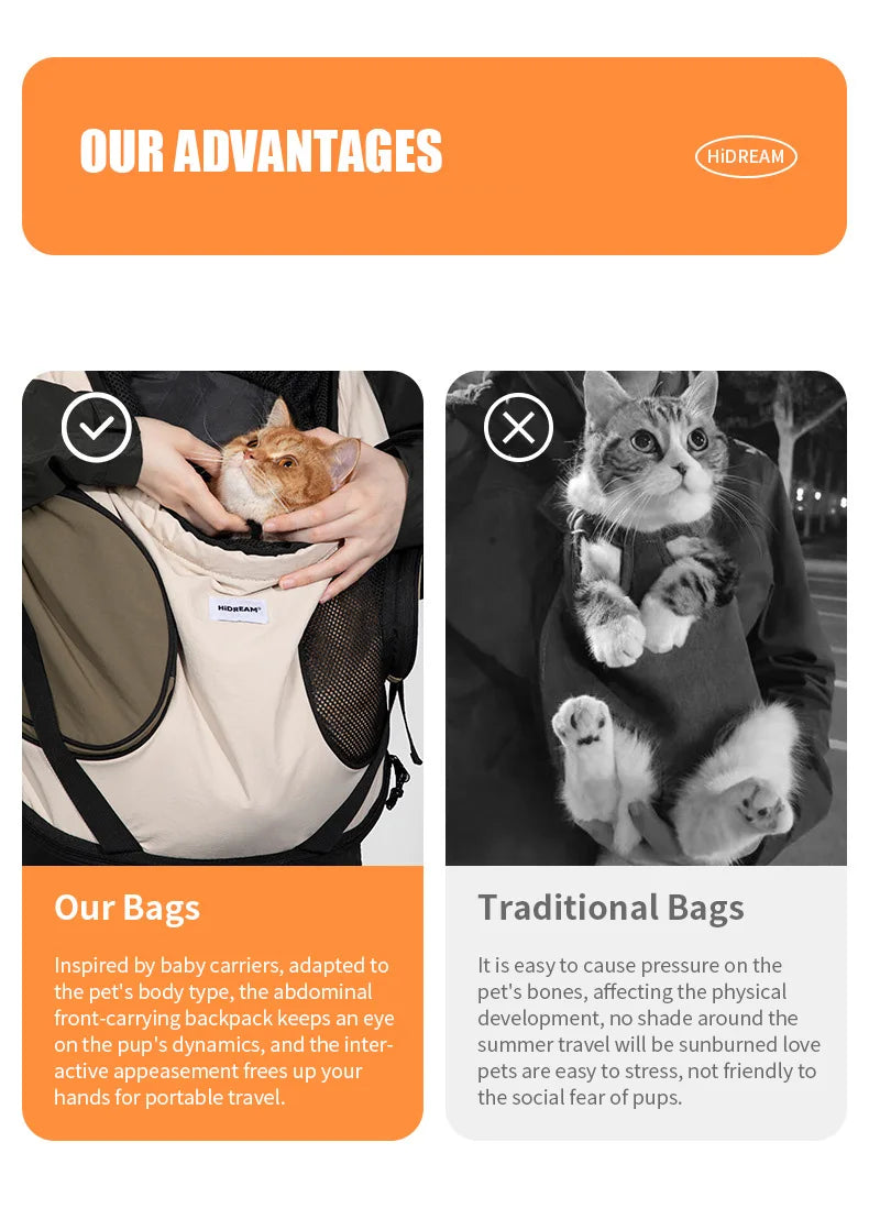Pet Chest Backpack Front Carrying Tote Backpack Dogs and Cats Breathable Portable Outdoor Bag Shoulder Cat Bag - Play Paws Toys
