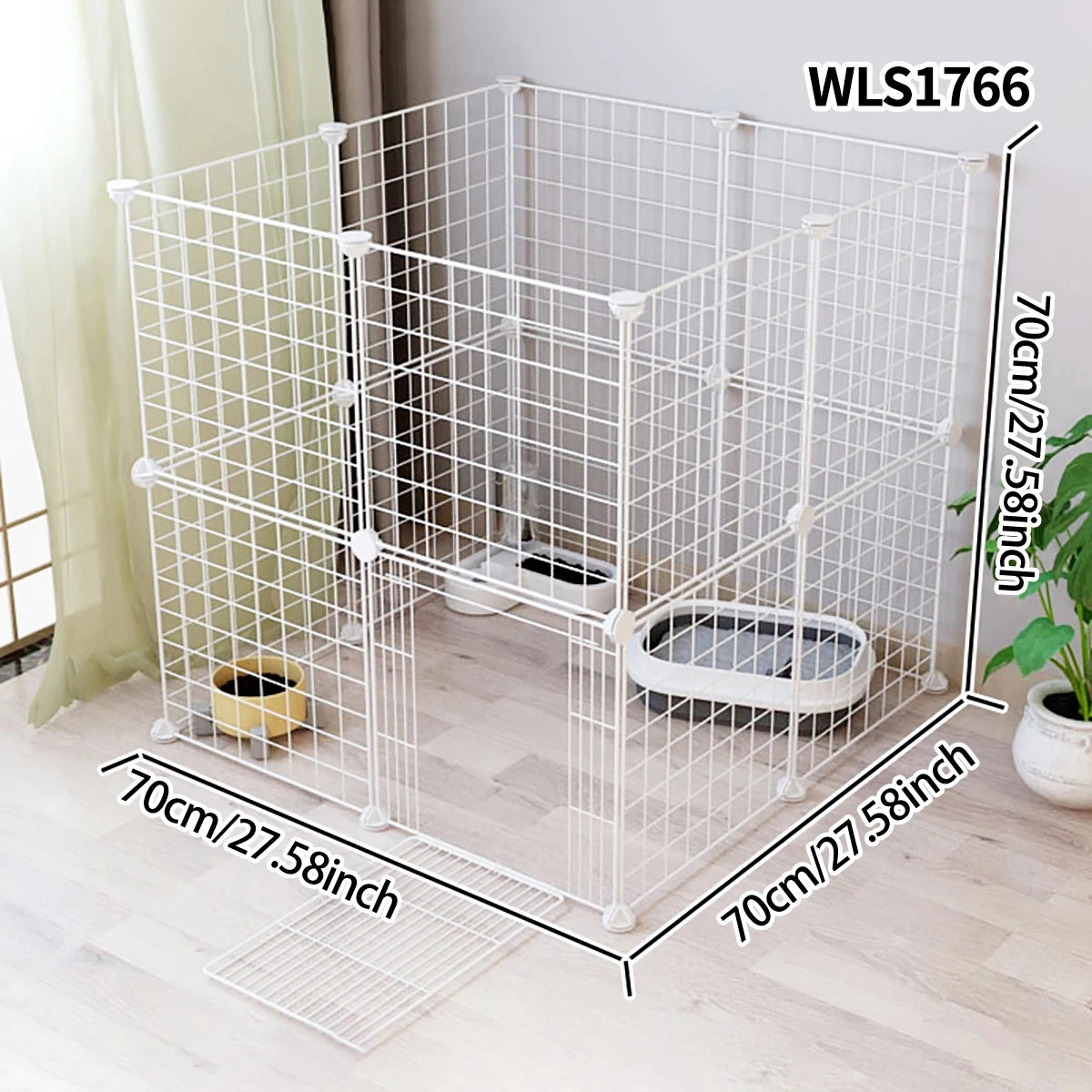 Pet Splicing Fence with Detachable Iron Mesh Gate, Isolation Barrier, Anti-Escape Gate, Indoor Fence, Easy to Assemble, Portable Cage - Play Paws Toys