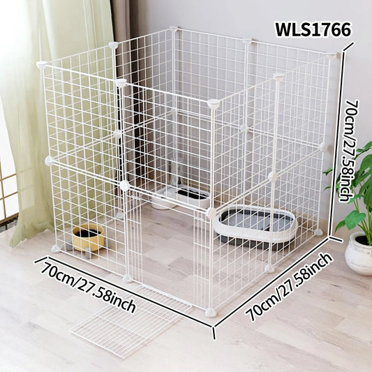 Pet Splicing Fence with Detachable Iron Mesh Gate, Isolation Barrier, Anti-Escape Gate, Indoor Fence, Easy to Assemble, Portable Cage - Play Paws Toys