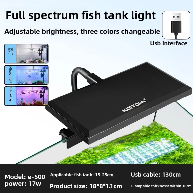 Rgb Led Fish Tank Color Changing Ornamental Light Three Color Dimming Full Spectrum Plant Water Grass Light Usb Timing Function