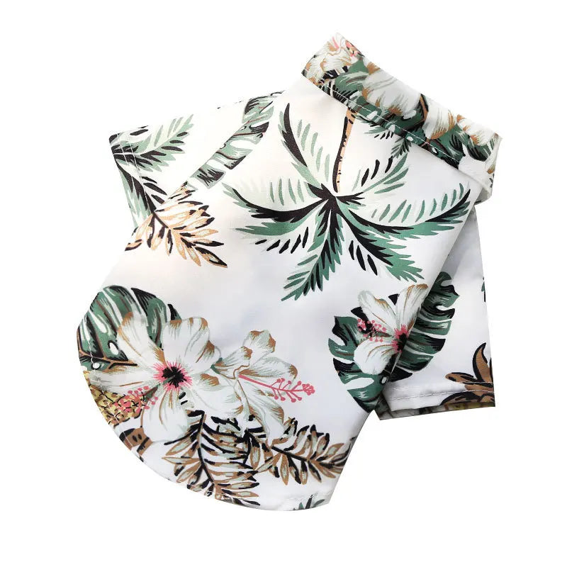 Summer Dog Clothes Coconut Tree Pineapple Flower Print Dog Cat Shirt Short Sleeve Fashion Beach Hawaiian Style Clothes For Pets