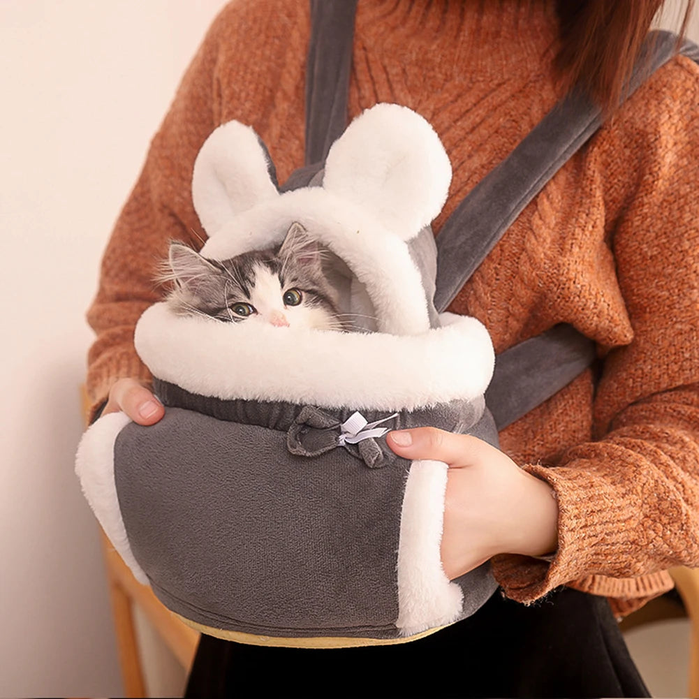 Winter Warm Cat Backpack Soft Cozy Cute Plush Pets Cage All In 1 Style Cat Bag Carrier Bag For Outdoor Travel Pet Accessories - Play Paws Toys