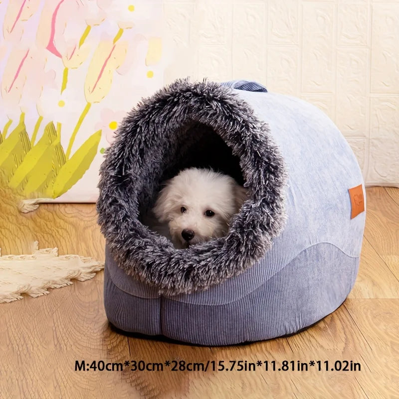 KEMORELA Striped Long-Haired Portable Bed And Comfortable Cat Bed Plush And Safe Indoor Pet HouseSuitable For Cats And Dogs - Play Paws Toys