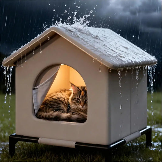Stray Cat Houses with Mat Waterproof Winter Warm Shelter Foldable Pet Cave Nest Sleeping Beds for Outdoor Cats Small Dog Puppies - Play Paws Toys