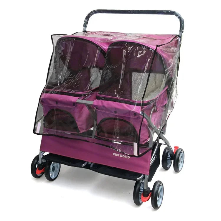 Multifunctional pet car Ultra-light two-seater pet buggy Detachable and washable trolley Universal pet car for cats and dogs - Play Paws Toys