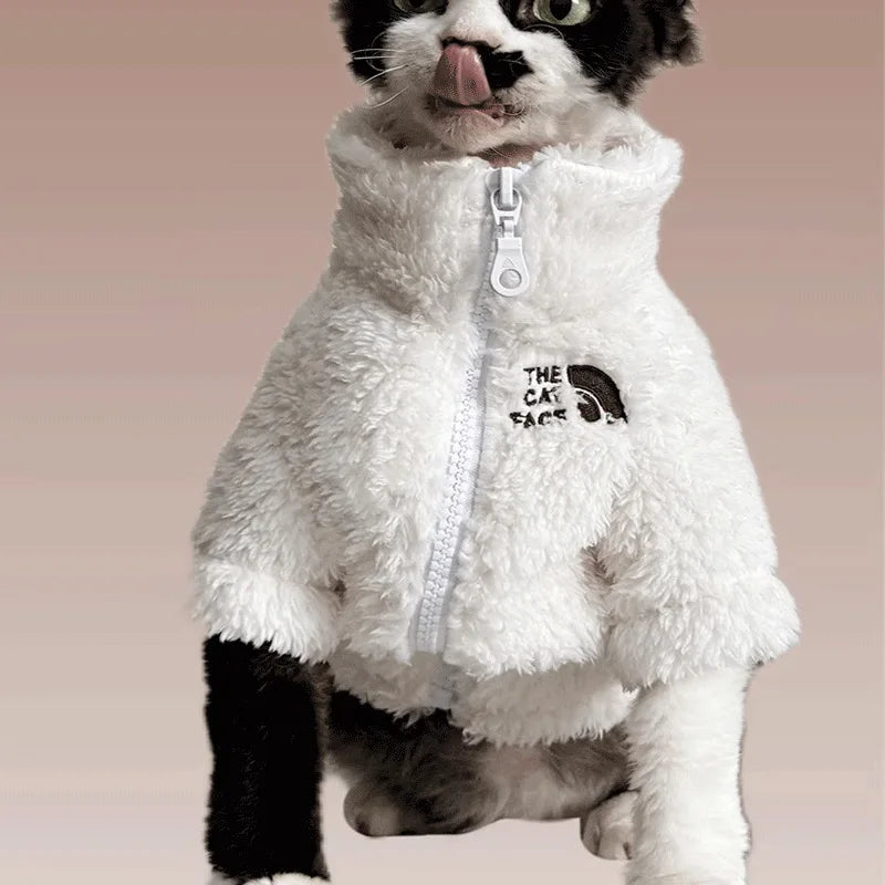 Winter pet dog dog cat coat cold proof hairless cat clothes sphinx devon thick winter warm three-color lambswool coat - Play Paws Toys