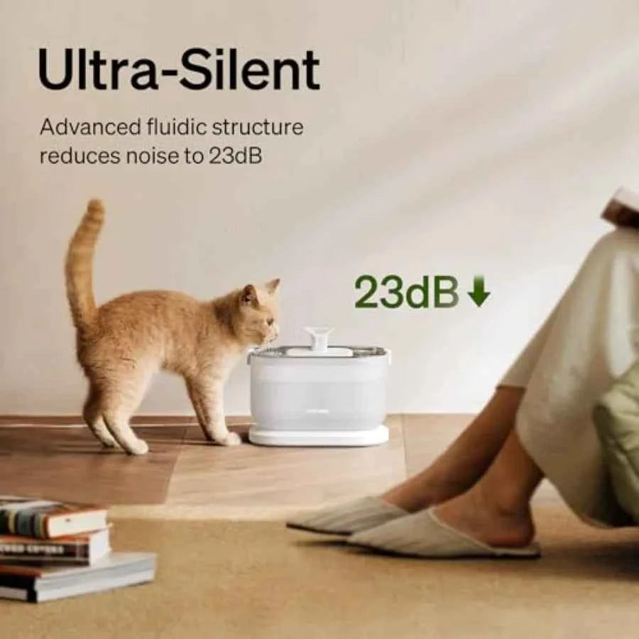 Cat Water Fountain Stainless Steel Tray, Wireless Pump Cat Fountain, Ultra Quiet Pet Water Fountain, 2.5L Automatic Water Dispe