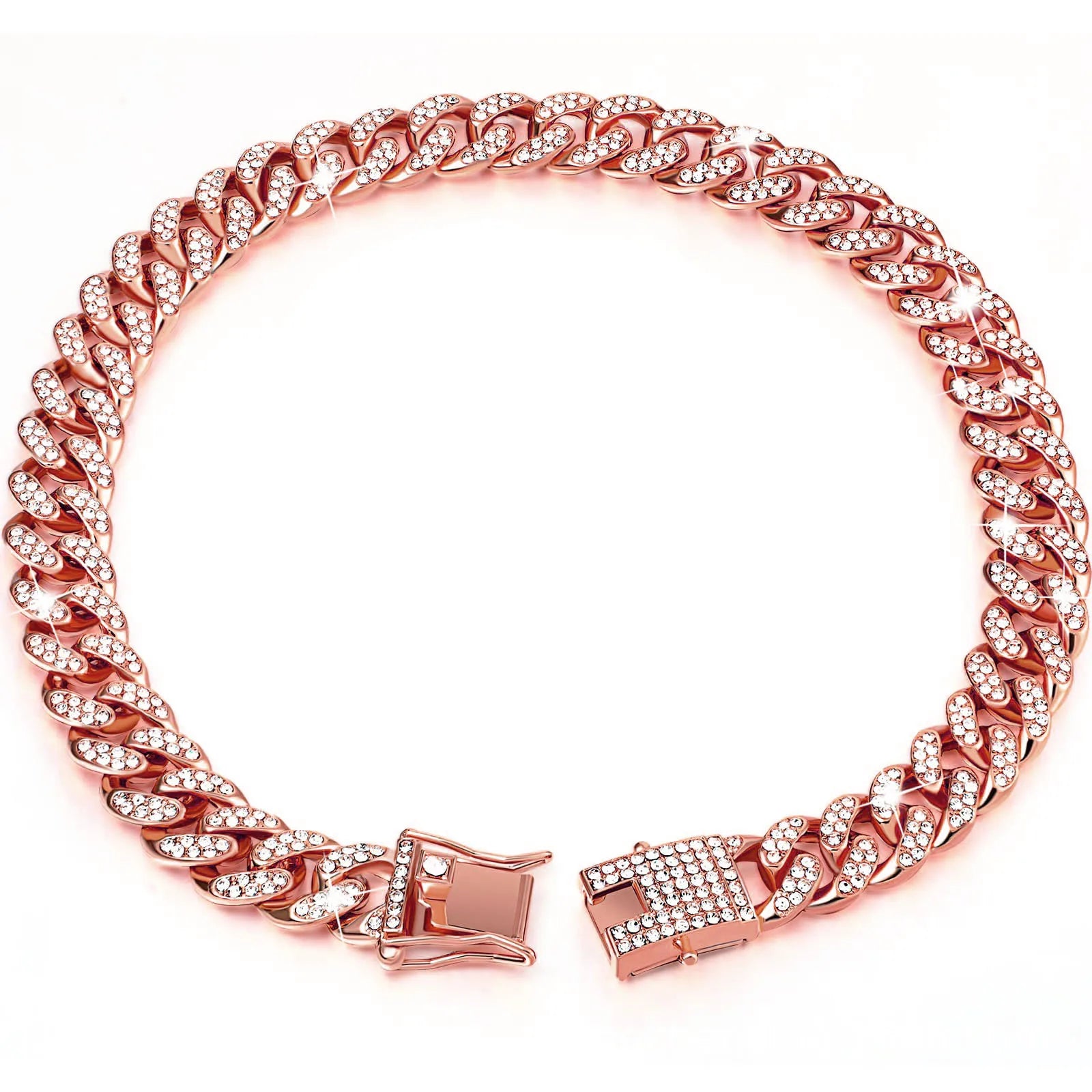 Shiny Rhinestone Cuban Chain Dog Pet Necklace Fashionable and Durable