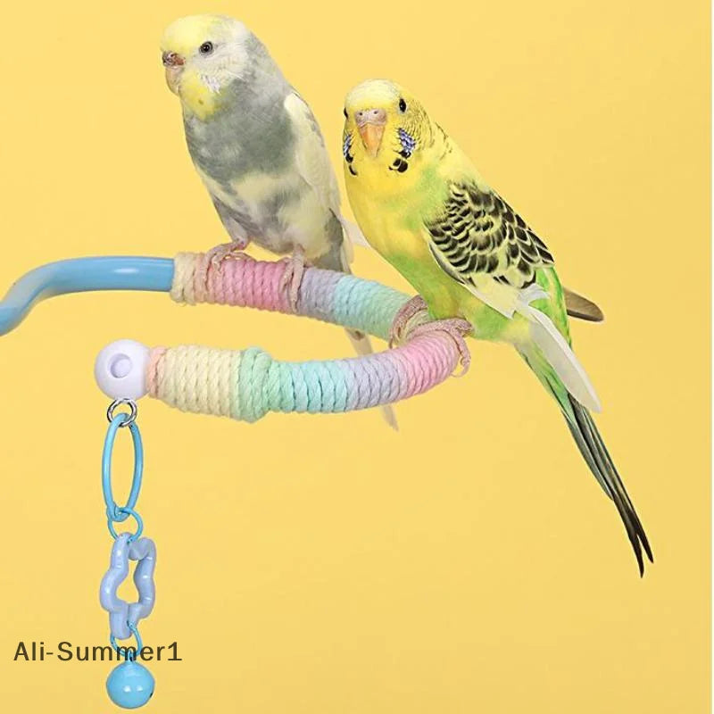 【E】Bird Perch Stand Bird Training Portable Tabletop Platform Parrot Lovebirds Indoor Budgies Bending Stand Cage Accessories