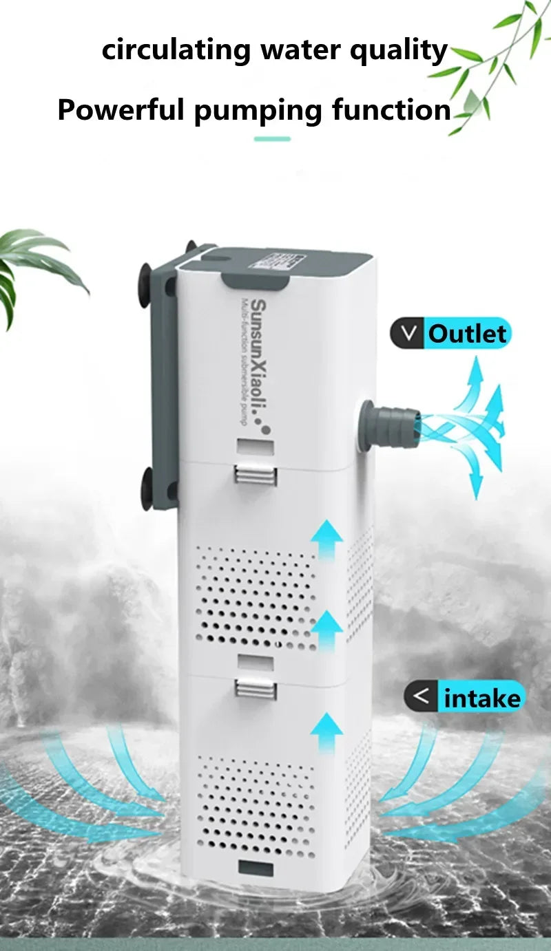 Aquarium 3 in 1 Filter for Aquarium Fish Tank Filter Mini Fish Tank Filter Aquarium Oxygen Submersible Water Purifier Aeration