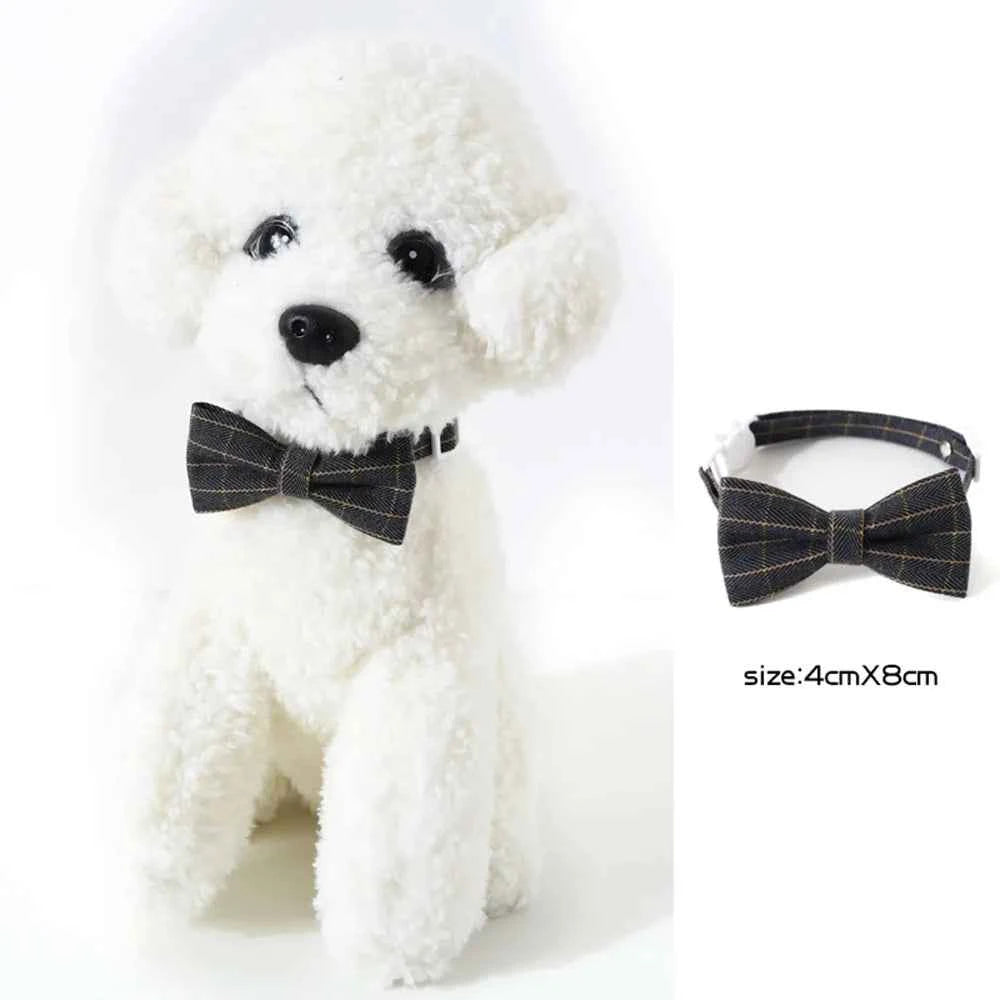 Pet Accessories for Dogs Cats Bowtie British Style Puppy Plaid Tie Breakaway Bowknot Collar for Small Dog Cat Gentleman Costume