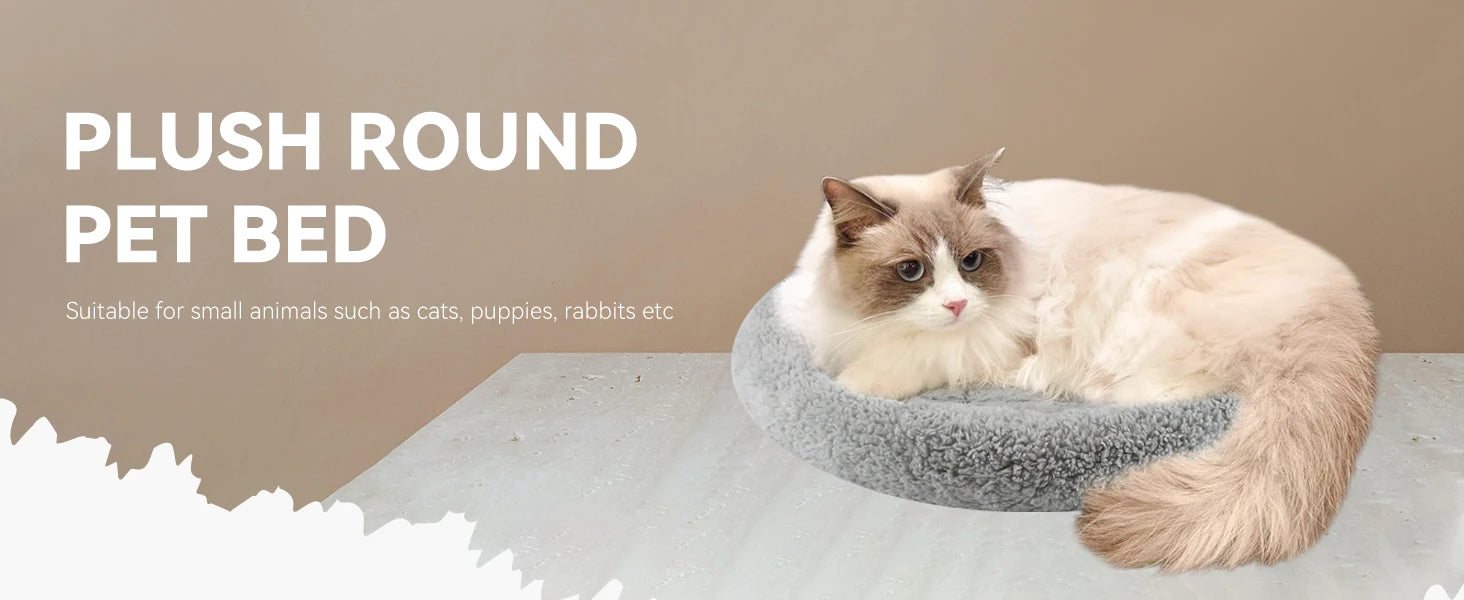 ATUBAN Cat Bed for Indoor Cats, Round Cat Bed for Curl Sleep Basic Pet Mat Wahable Bed for Small Puppy Cats Rabbit, Medium - Play Paws Toys