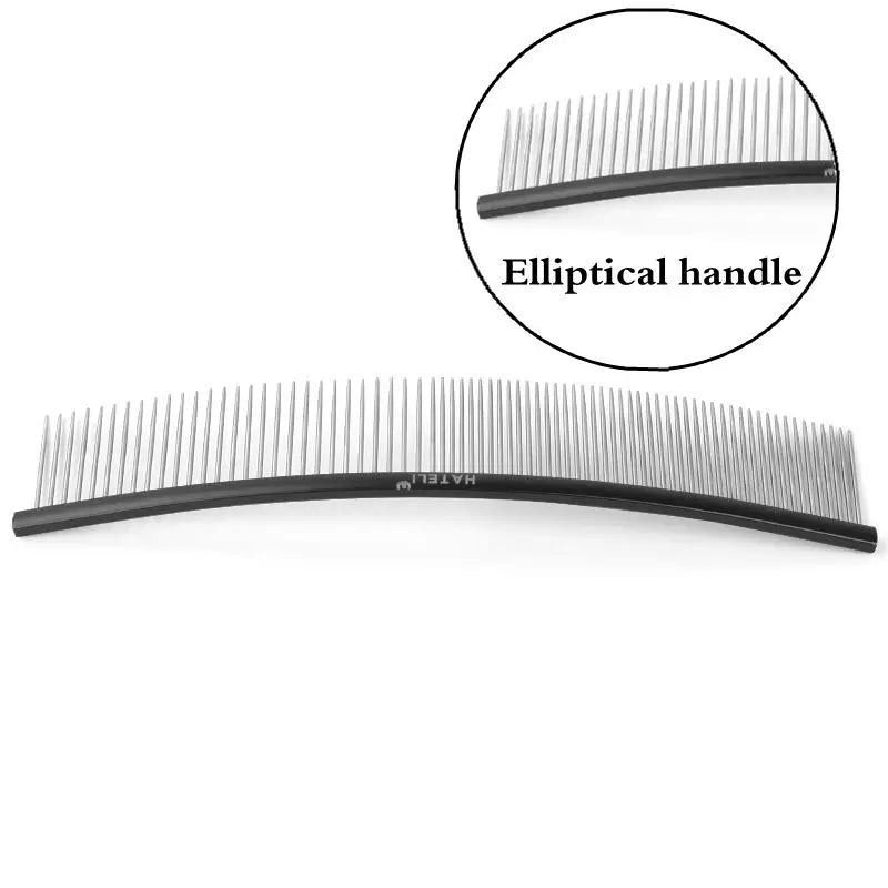 19cm Pet Curved Comb Stainless Combs Professional Pet Grooming Comb Dense Sparse Teeth Dog Cat Cleaning Brush Open Knot Combmb