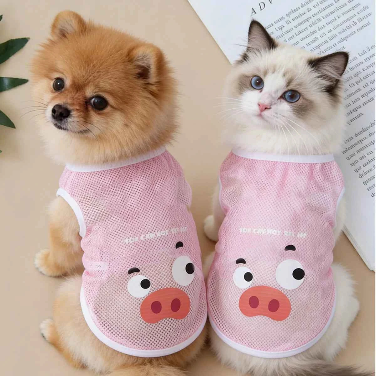 Pet Summer Tshirt Cute Cartoon Prints Vest Cats & Dogs Lightweight Mesh Breathable Clothes  Outdoor Pets Clothing