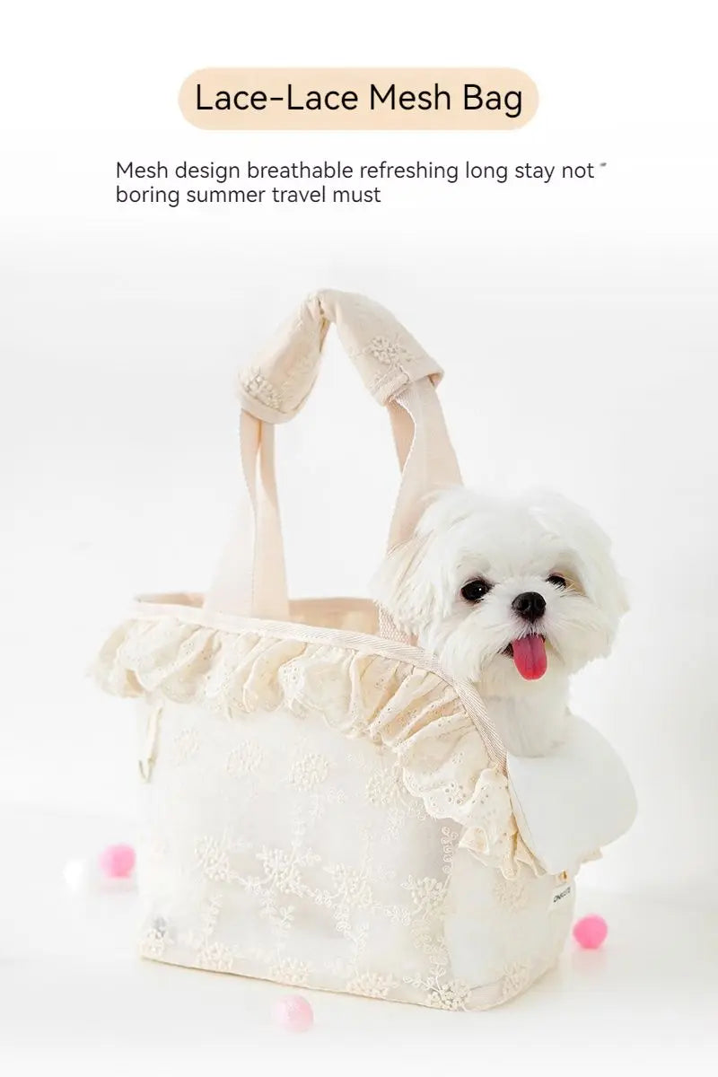Onecute Lace Pet Carrier Bag - Handheld Shoulder Puppy Purse for Small Dogs, Chihuahua, Cats - Dog Walking Accessories - Play Paws Toys