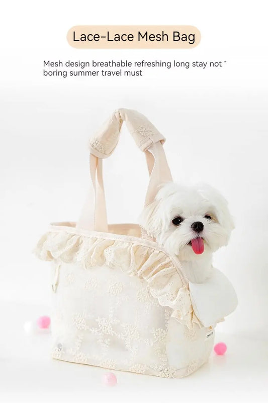 Onecute Lace Pet Carrier Bag - Handheld Shoulder Puppy Purse for Small Dogs, Chihuahua, Cats - Dog Walking Accessories - Play Paws Toys