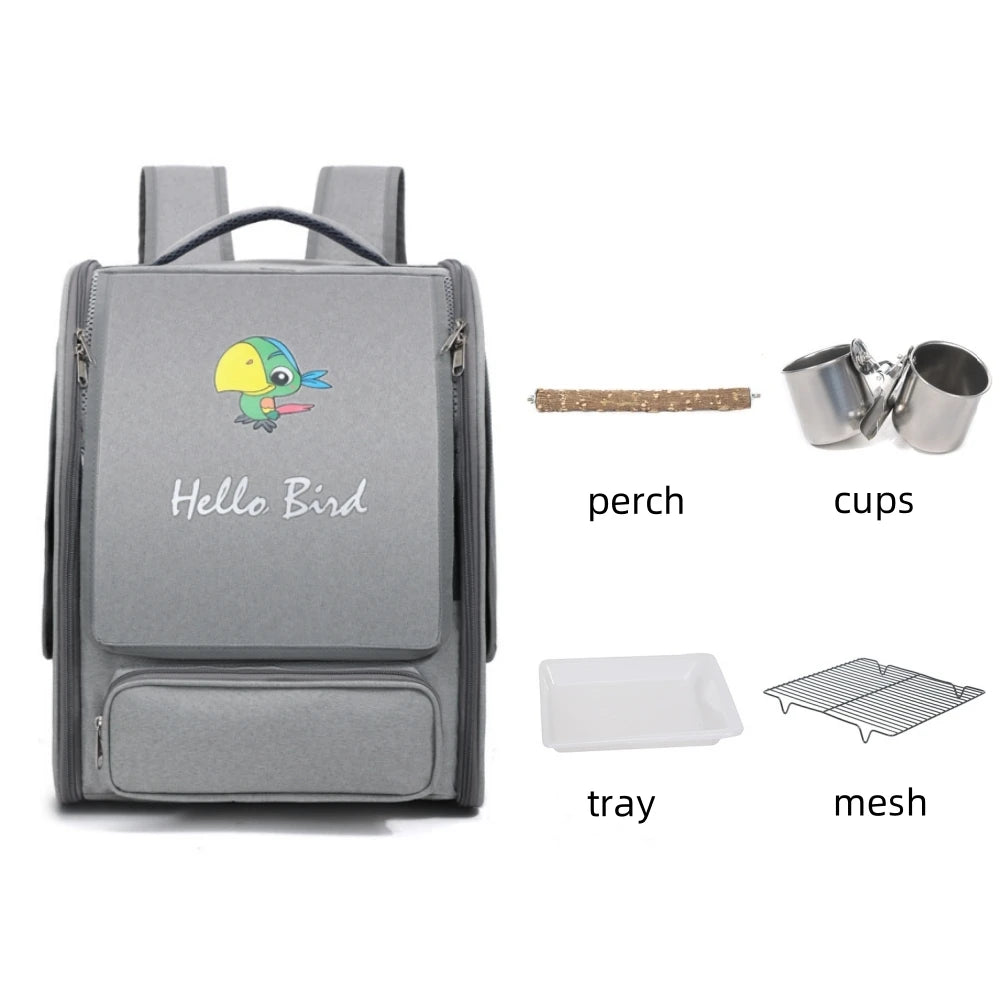 Portable Bird Carrier Bird Backpack Bag with Perch and Tray for Parrots Parakeets Cockatiels Pets Travel Large space Bird Cage