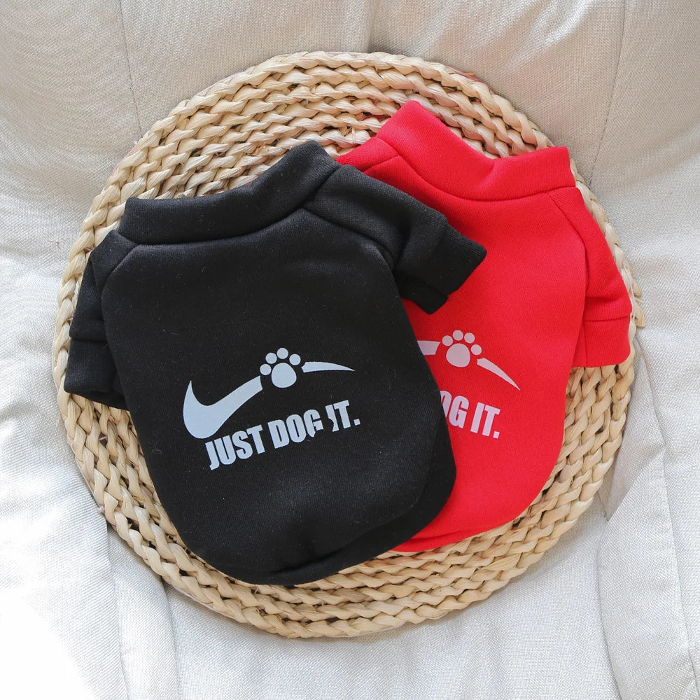 Autumn and winter pet clothes, cute English letter velvet round neck hoodie, super cute cat and dog universal clothes, fashionab