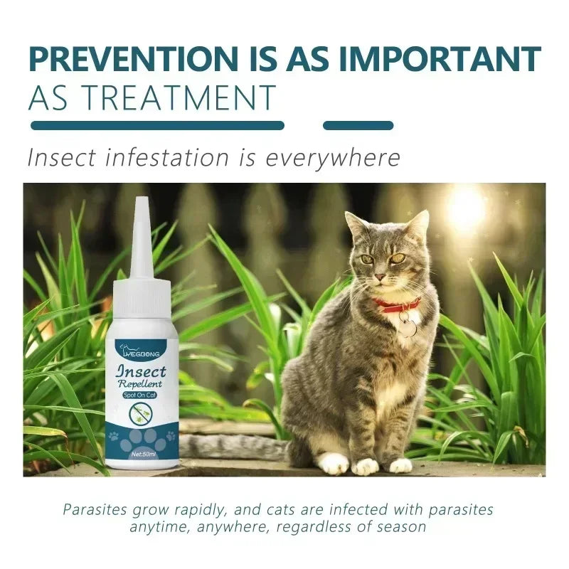 YEGBONG 50ml Pet Flea Tick Repellent for Cat Dogs Topical Parasite Control Skin Cleansing Lice Tick Drops Fast Acting Waterproof