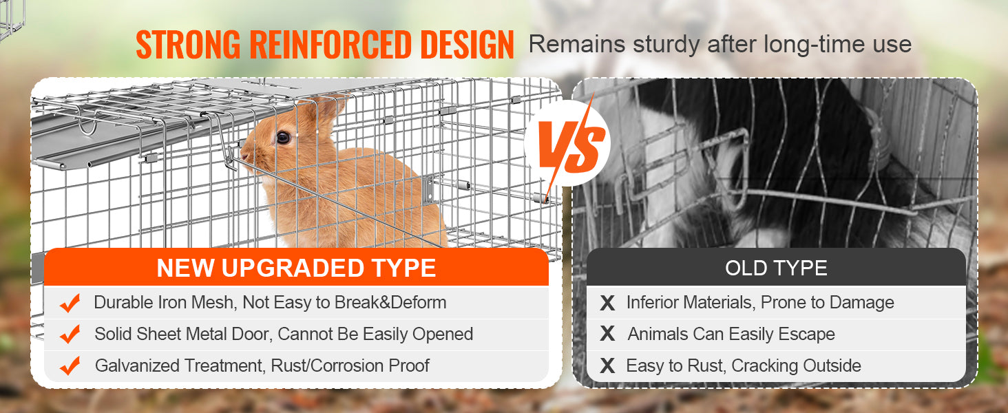 SucceBuy Live Animal Cage Trap Humane Cat Rodent Control Folding with Handle for Stray Cat Rabbits Squirrels Raccoons Groundhogs - Play Paws Toys