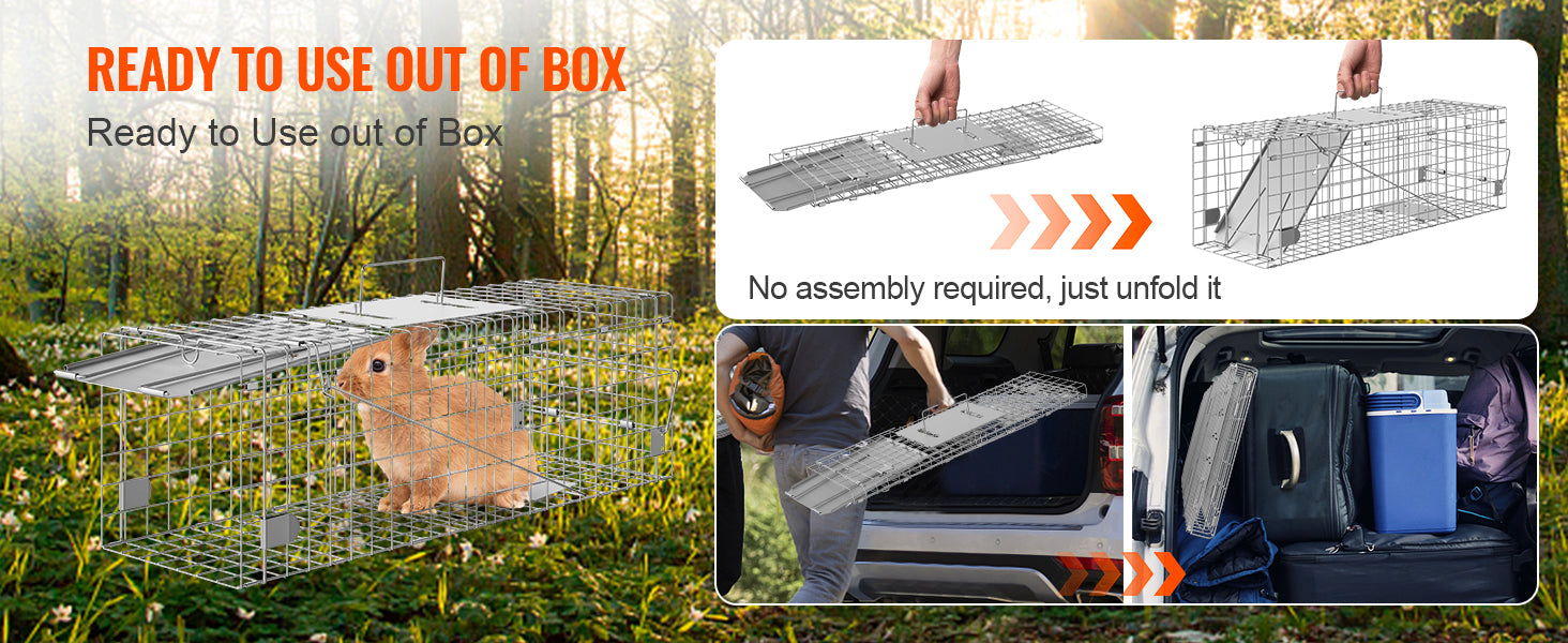 SucceBuy Live Animal Cage Trap Humane Cat Rodent Control Folding with Handle for Stray Cat Rabbits Squirrels Raccoons Groundhogs - Play Paws Toys