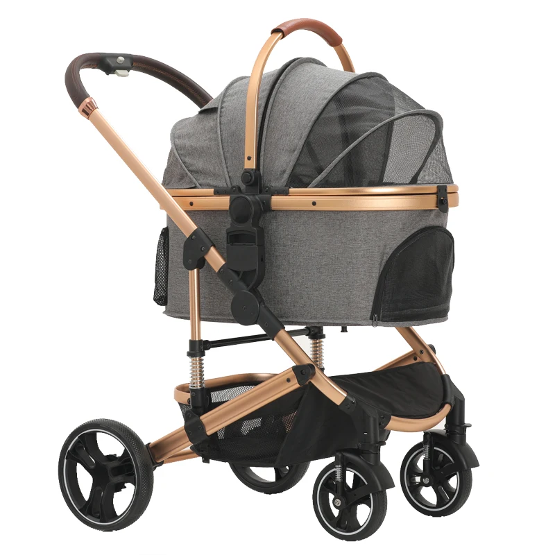 Factory Wholesale Pet Stroller and Carrier Luxury 4 Wheels Pet Portable Folding Travel Dog Trolley for Big and Small Dog