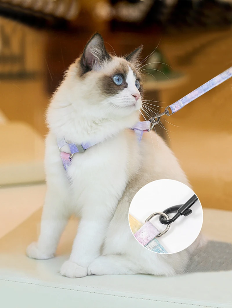 Cat Harness and Leash Set Adjustable Escape Proof Pet Harness for Kitten Outdoor Walking Cat Collar Lead Leash Pet Supplies