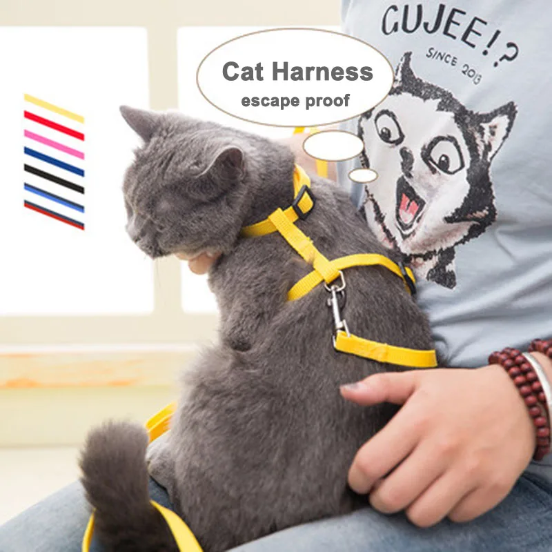 Adjustable Cat Harness Nylon Strap Collar with Leash Escape Proof Kitten Collar for Walking Small Pet Rabbit Lightweight Harness Adjustable Cat Harness Nylon Strap Collar with Leash Escape Proof Kitten Collar for Walking Small Pet Rabbit Lightweight Harness
