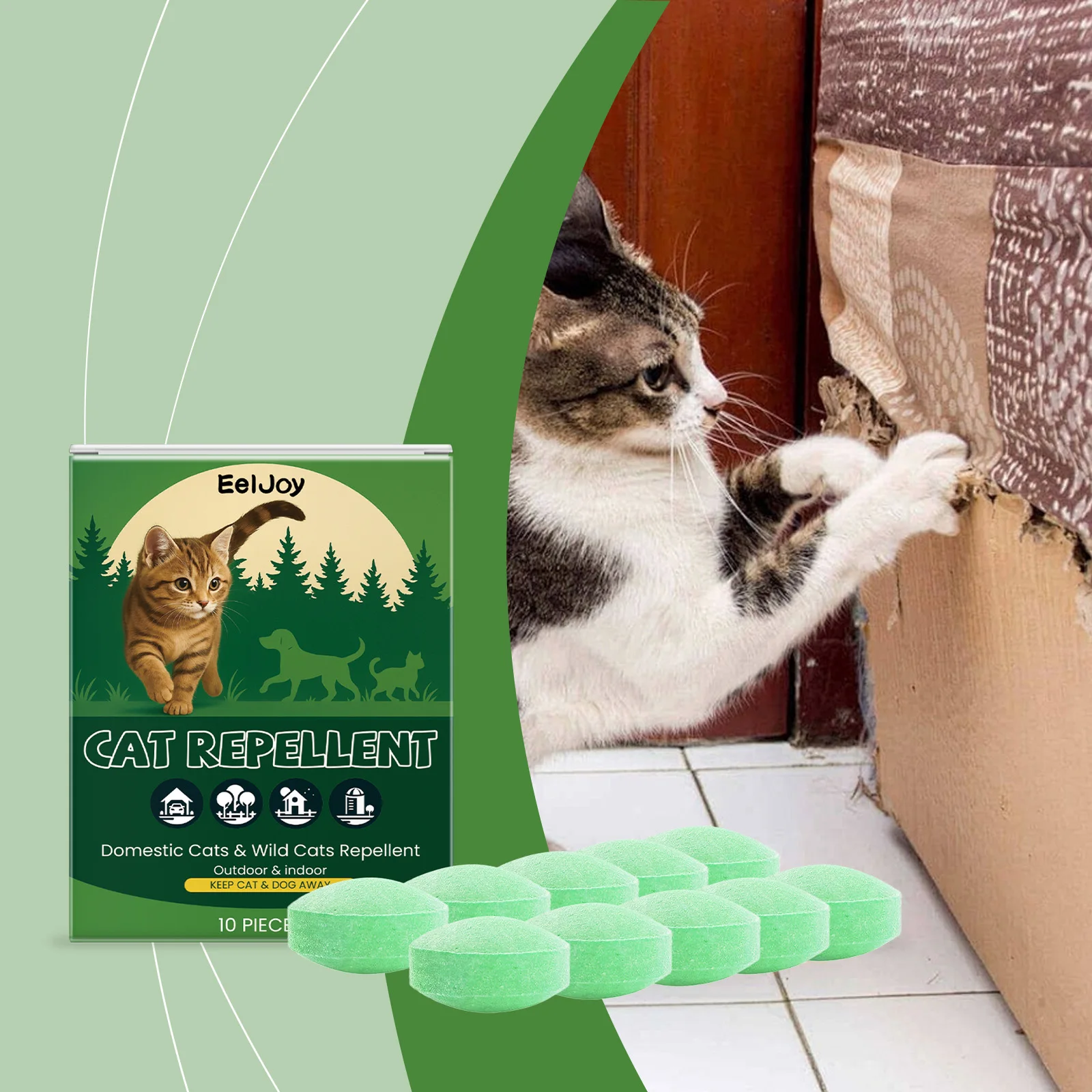 11947-di9dou.jpg EelJoy Cat Deterrent Outdoor Indoor Natural Peppermint Oil Cat Deterrent Ball Dog Repellent Keep Cats Off Lawn Yard Garden 10pcs - Image 1