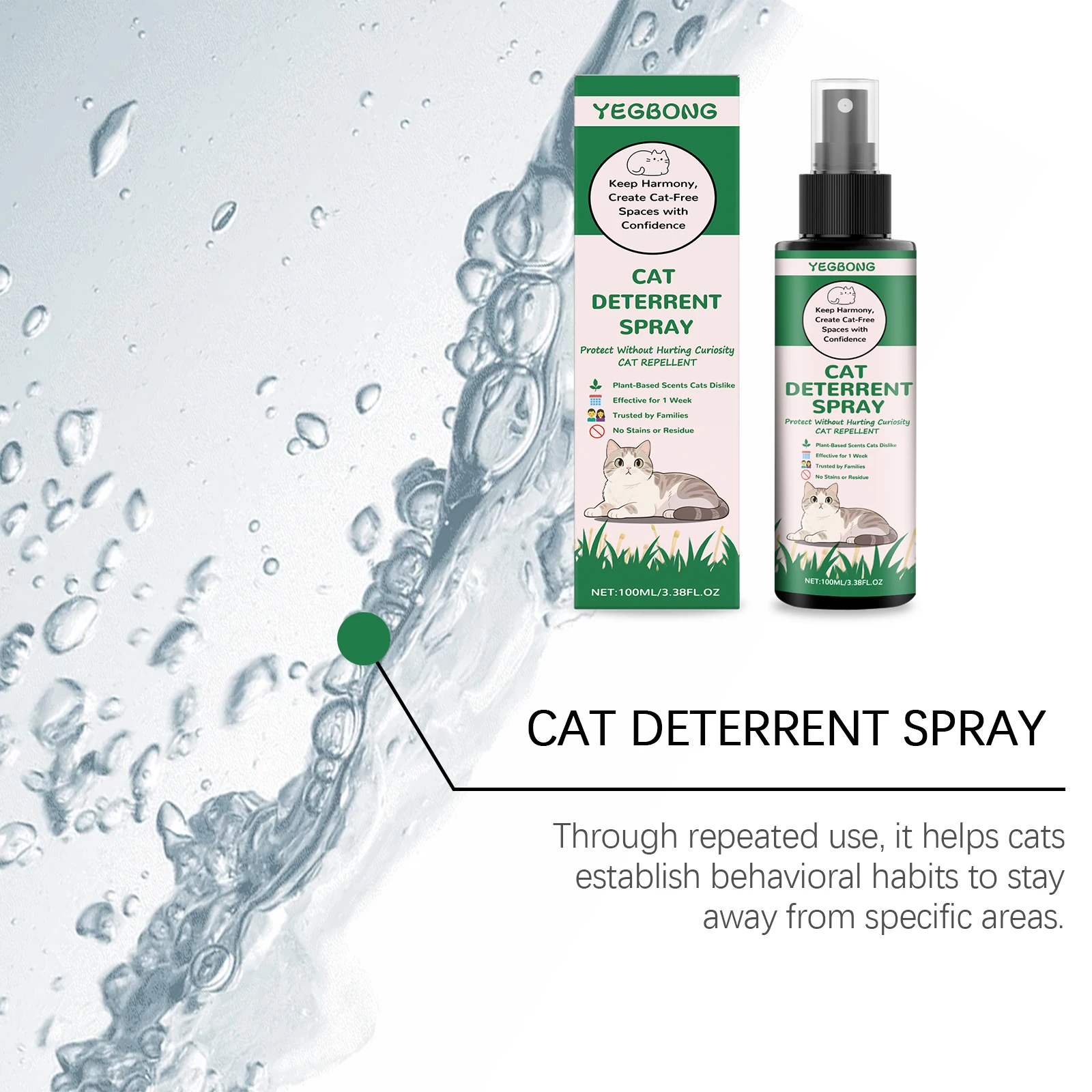 Yegbong Cat Deterrent Spray for Furniture Protection Against Scratching Couch Carpet Plants Pet Safe Training Aid for Cats 100ml Yegbong Cat Deterrent Spray for Furniture Protection Against Scratching Couch Carpet Plants Pet Safe Training Aid for Cats 100ml