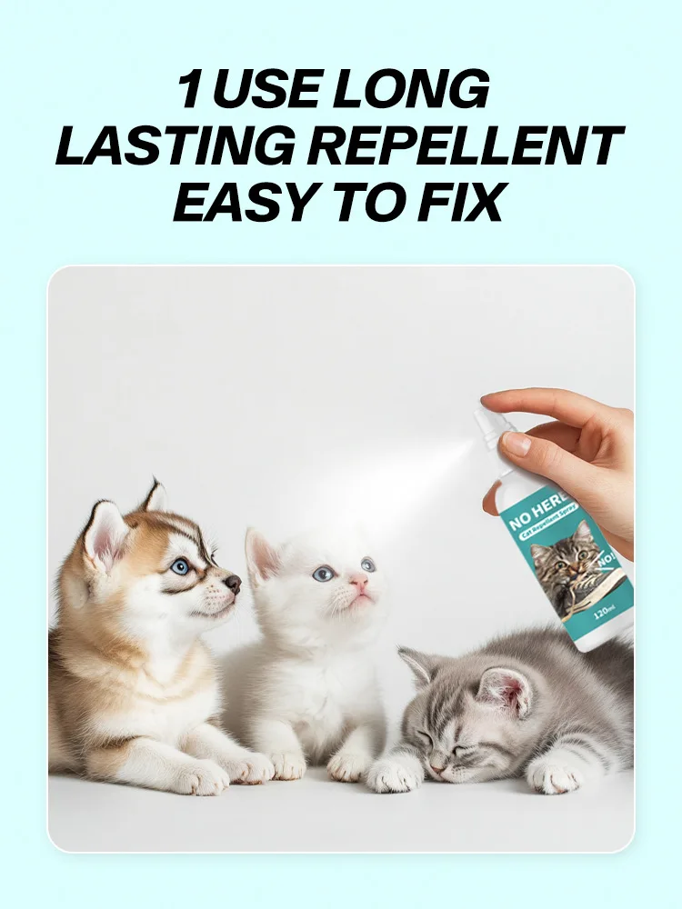 Long Lasting Cat Repellent Spray 120ml Non-Toxic Formula for Furniture Carpets Prevent Urine Marking Indoor Odor Neutralizer
