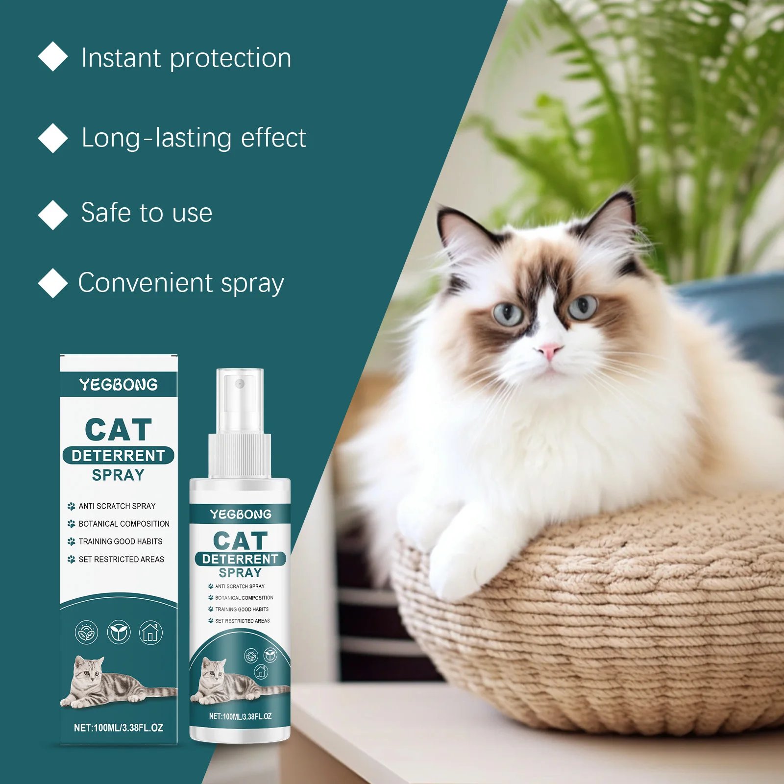100ml Pet Deterrent Spray for Cats and Dogs Bitter Training Aid to Discourage Chewing and Scratching Safe Indoor Use on Furnitur