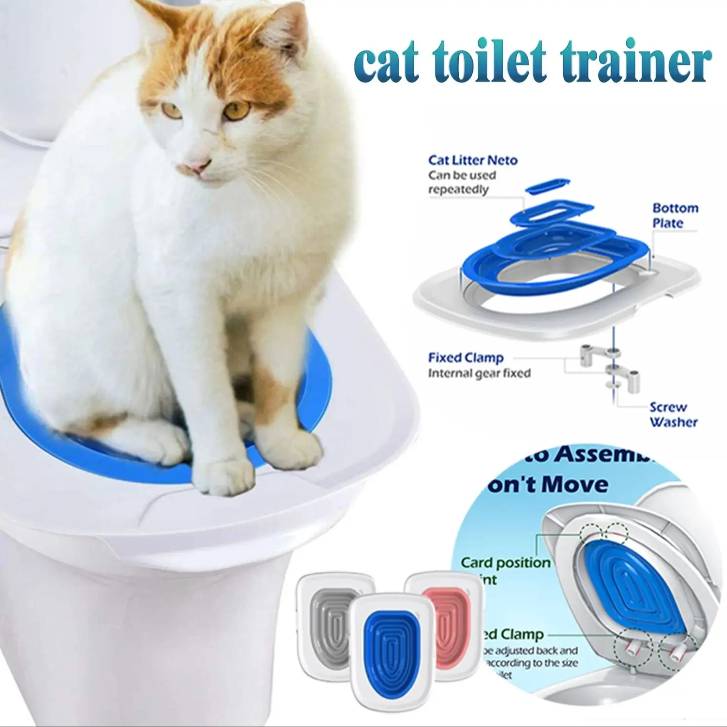 Pet Cat and Dog Toilet Training Artifact Kit Sand Tray Toilet Removable Reusable Trainer Toilet Pet Cleaning Training Products Pet Cat and Dog Toilet Training Artifact Kit Sand Tray Toilet Removable Reusable Trainer Toilet Pet Cleaning Training Products