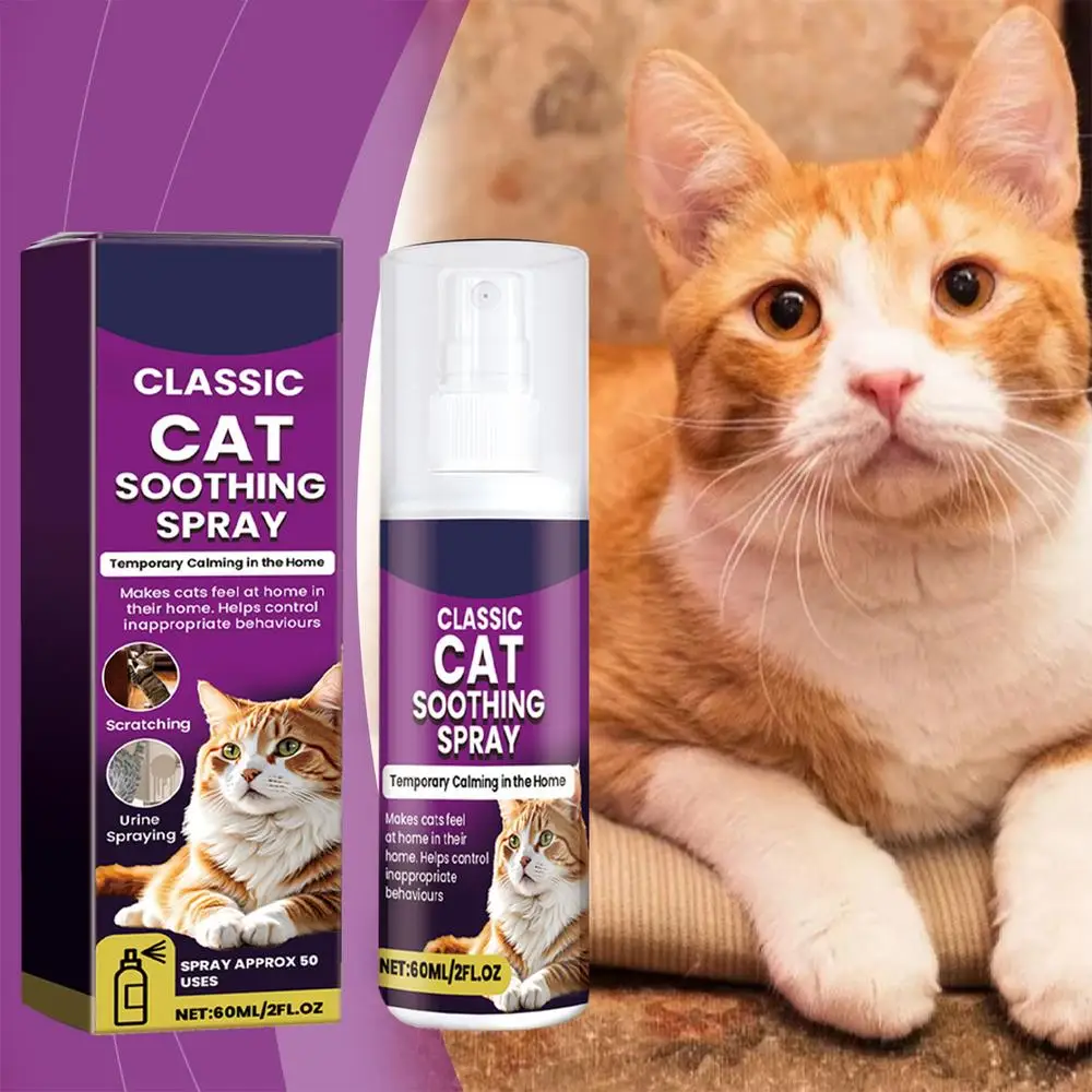 Cat Stress Relief Spray 100ml Calming Solution Scratch Prevention Natural Plant-Based Acts Quickly Cat Calming Spray For
