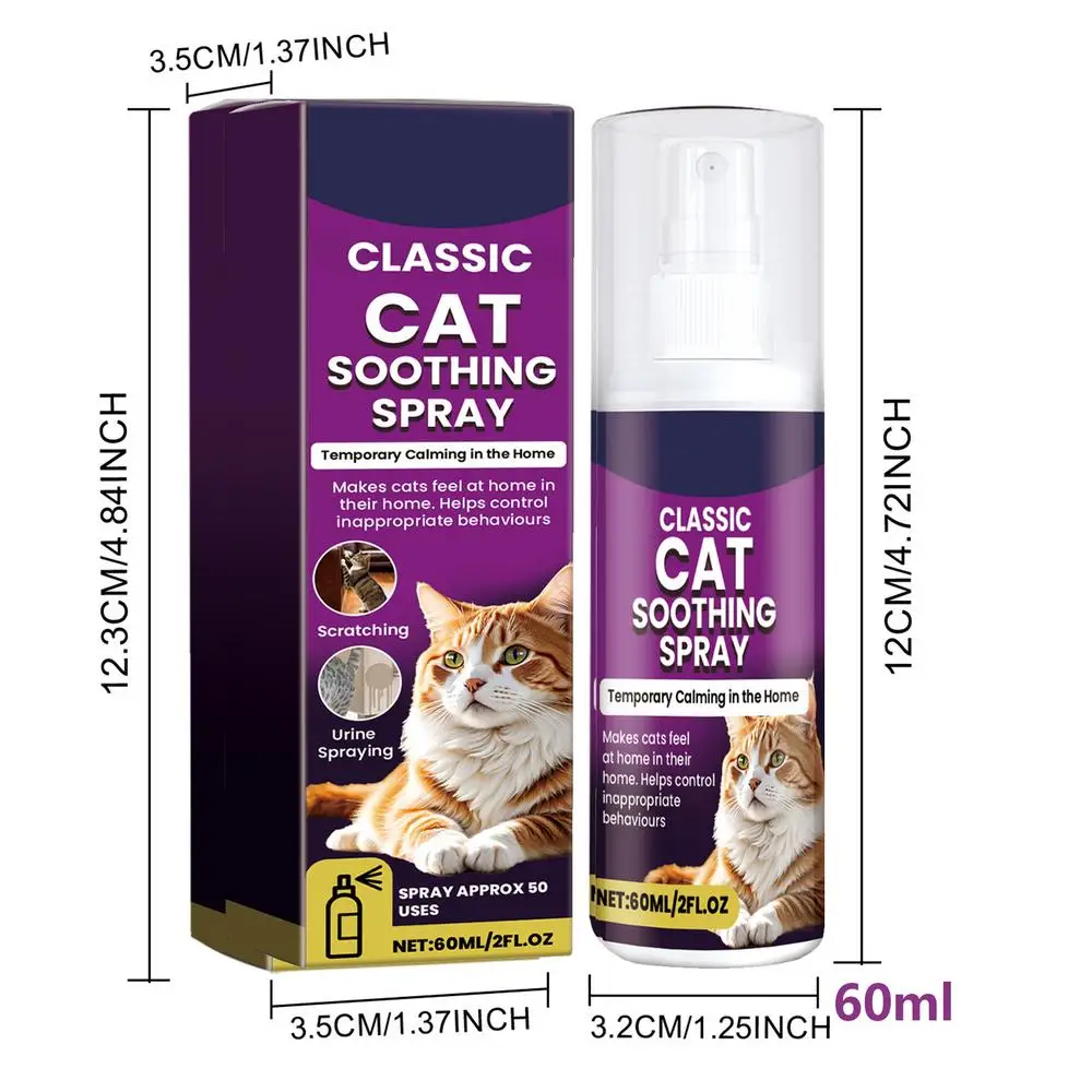 Cat Stress Relief Spray 100ml Calming Solution Scratch Prevention Natural Plant-Based Acts Quickly Cat Calming Spray For