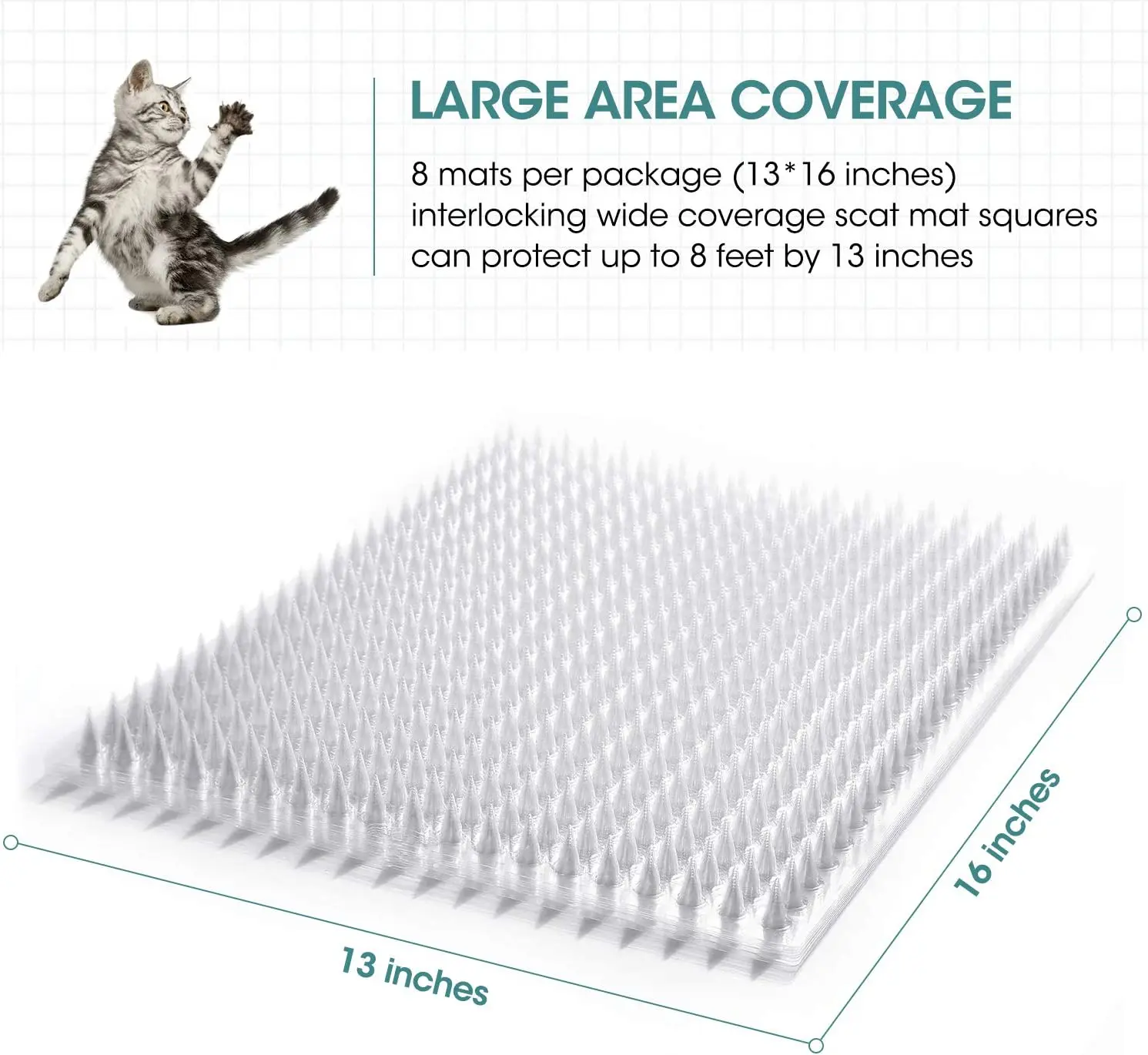 Cat Deterrent Outdoor/Indoor Scat Mat, Pet Deterrent Training Mats, Cat Scat Mat with Spikes