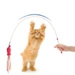 Elastic Metal Boom Tease Cat Stick Funny Wand Toy + 3 Pcs Replaceable Plush Fake Fishes Interactive With Kitten Pets Make Fun - Image 3