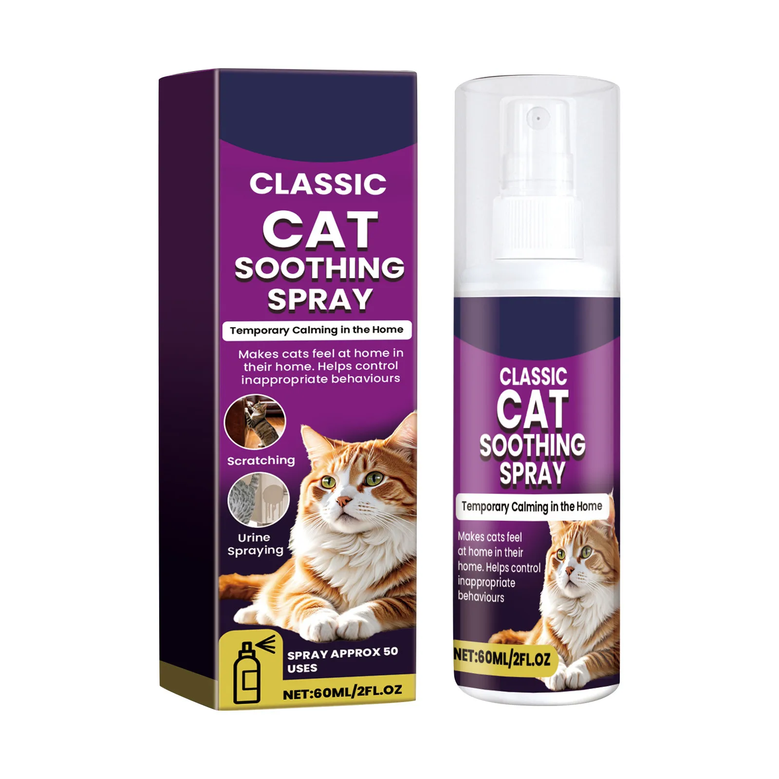 60ml Pet Calming Spray Prevent Howling Reduce Anxiety Soothe Mood Pet Dog Cat Estrus Calming Prohibition Spray Pet Supplies