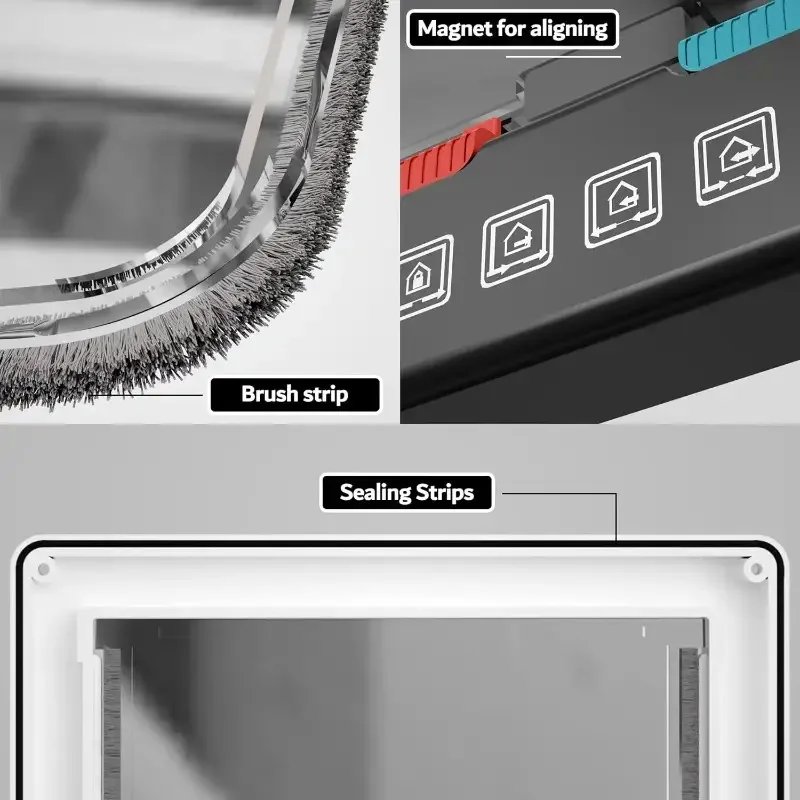 Pet Door 4 Way Locking Security Lock ABS Dog Cat Weatherproof Flap Door Controllable Switch Direction Doors Small Pet Supplies