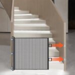 1pc Automatic Retractable Pet Mesh Gate for Indoor Stairway Corridor Safety Net Dogs Cats No Drilling Protective Barrier - Image 3