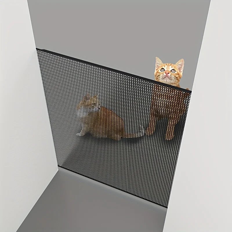 1pc Automatic Retractable Pet Mesh Gate for Indoor Stairway Corridor Safety Net Dogs Cats No Drilling Protective Barrier