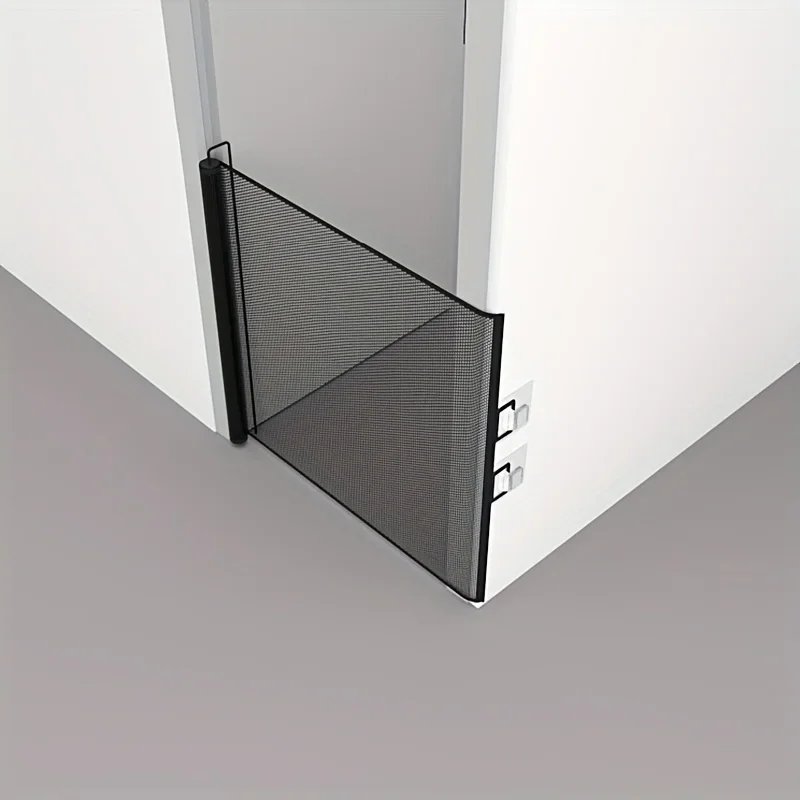 1pc Automatic Retractable Pet Mesh Gate for Indoor Stairway Corridor Safety Net Dogs Cats No Drilling Protective Barrier