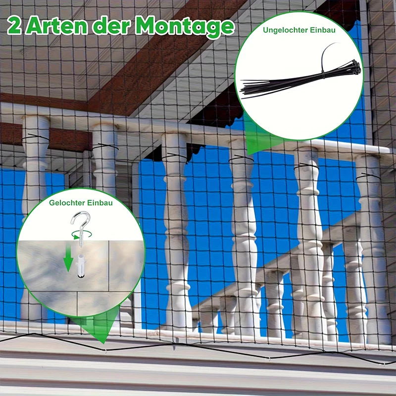 Balcony Netting for Pets Anti-Fall Mesh Cat Safety Fence for Patio Pet Guard Netting for Balcony Stairs Doorway Window Gate Deck