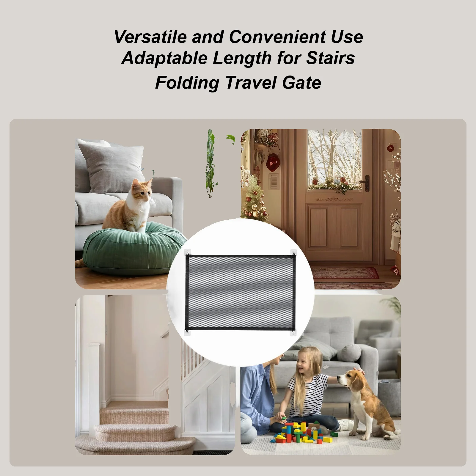 15605-ebnbxg.png Folding Pet Fence Easy To Install Breathable Mesh Indoor Stairway No Drilling Supplies Retractable Safety Barrier For cat dog - Image 1