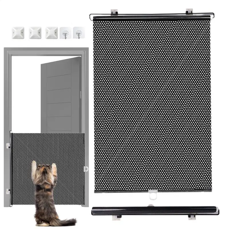 15692-beiajv.jpg Puppy Safety Fence Retractable Pet Gate Cat and Dog Safety Isolation Nets Pet Supplies For Doorway Stairs Balcony - Image 1