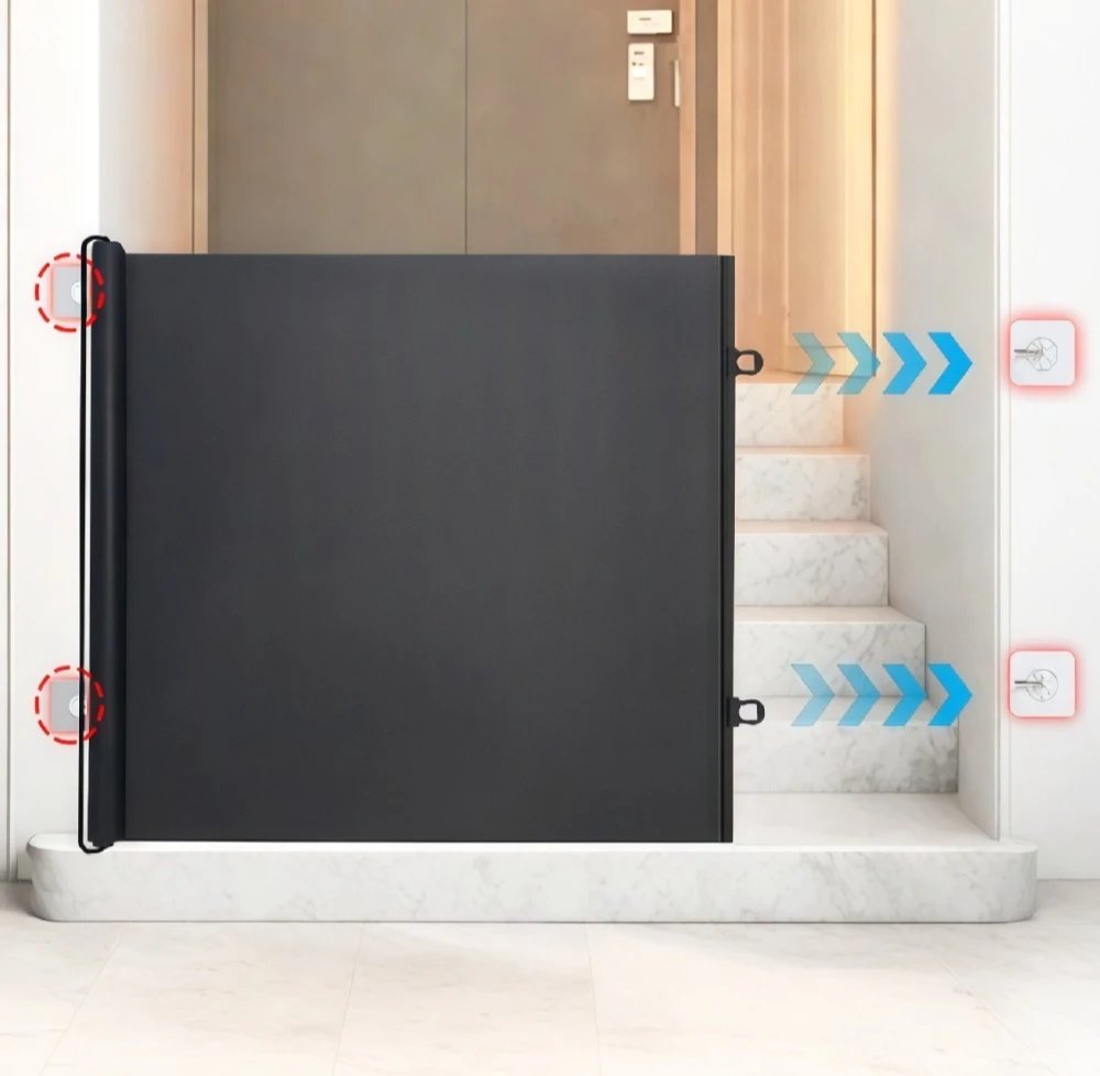 Automatic Retractable Pet Fence Door Isolated Cat Safety Door No-drill Mesh for Cats Sturdy and Durable Cat Accessories