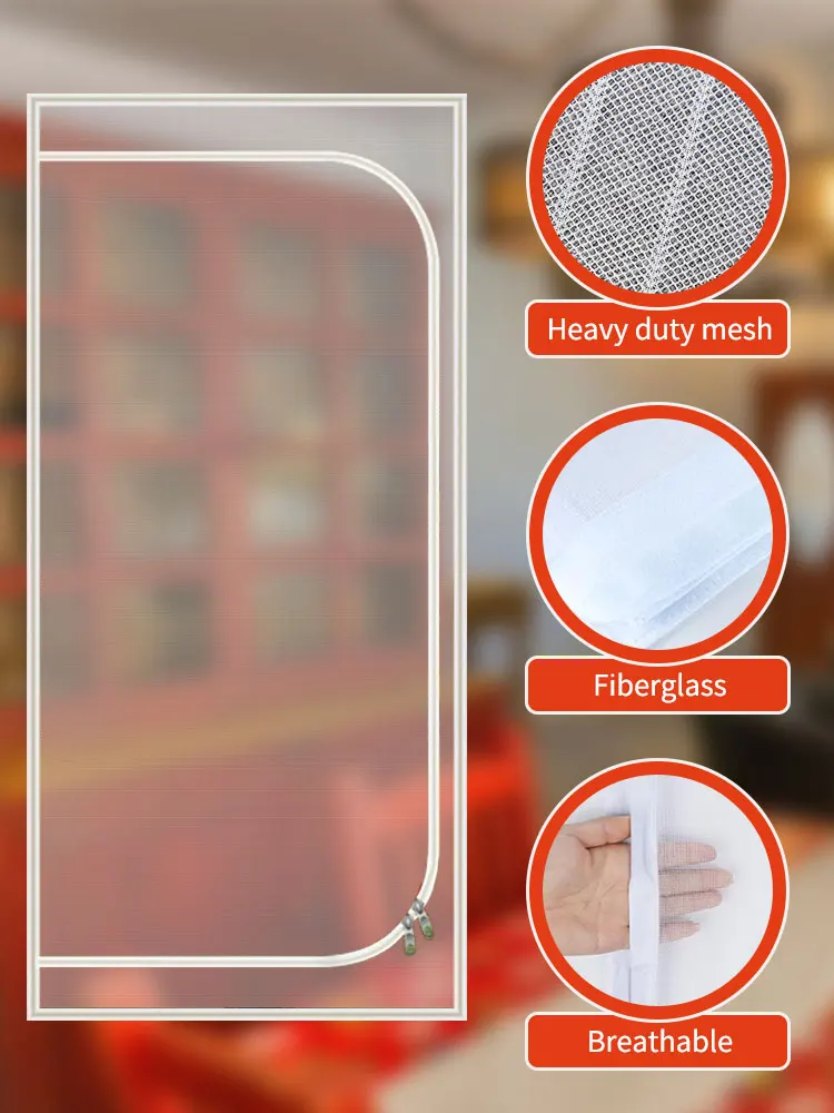 Reinforced heavy duty cat screen door, thickened cat scratch mesh to prevent scratching, U-shaped with bilateral zippers